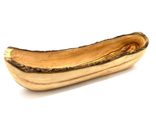 Brotschale aus Olivenholz 40 - 45 cm rustikaler Rand