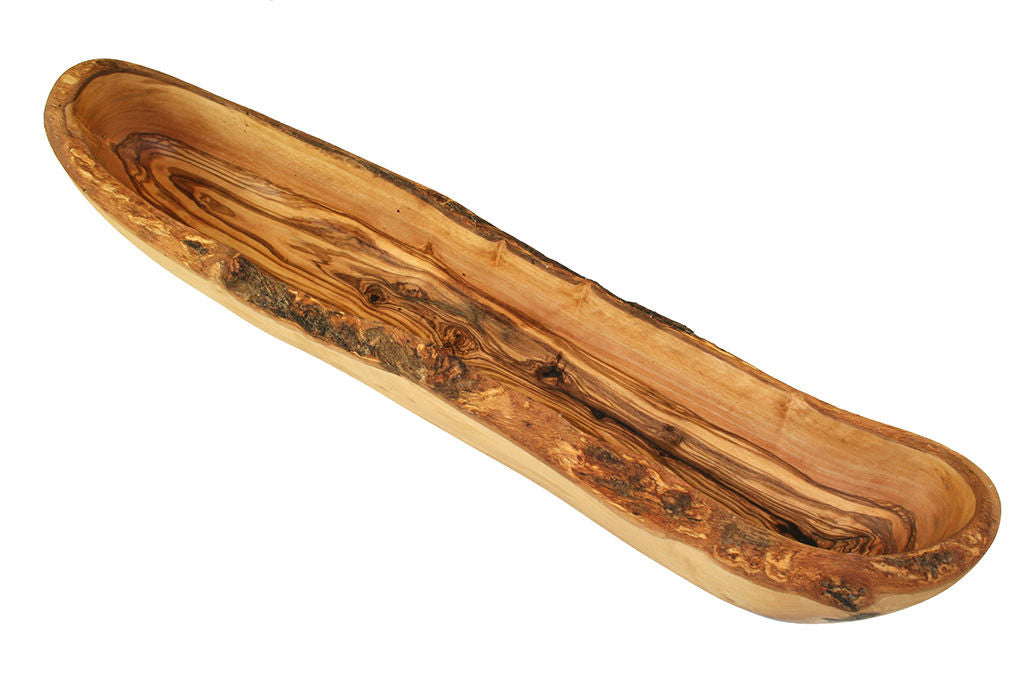 Brotschale aus Olivenholz 40 - 45 cm rustikaler Rand