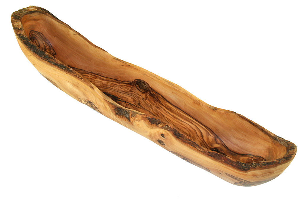 Brotschale aus Olivenholz 40 - 45 cm rustikaler Rand