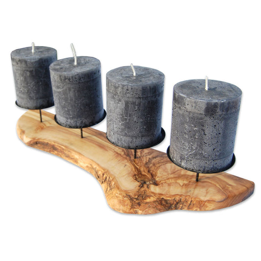 Kerzenhalter ADVENT-RUSTKAL aus Olivenholz