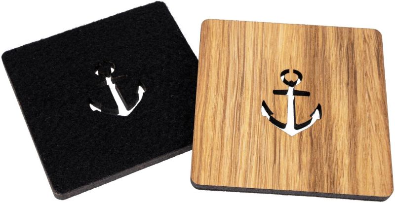 Untersetzer Set Holz&Filz "Anker"