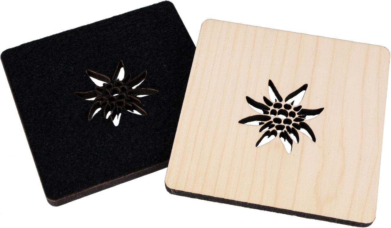 Untersetzer-Set Holz&Filz "Edelweiss"