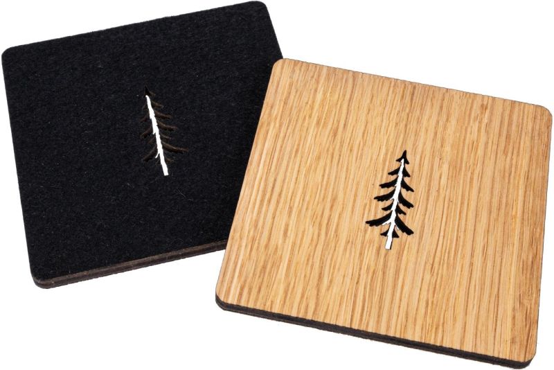Untersetzer-Set Holz&Filz "Wald"