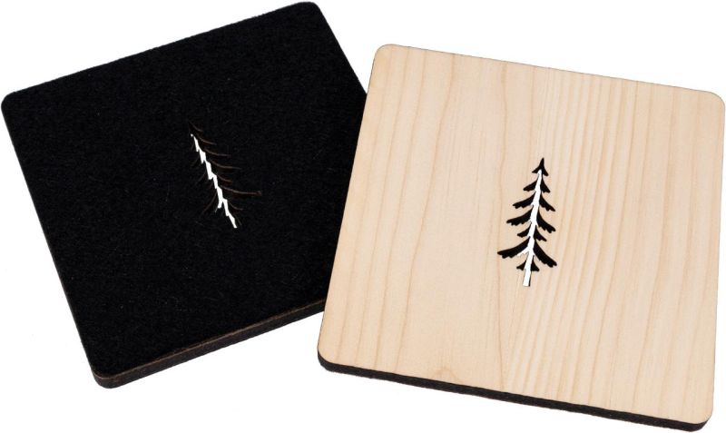 Untersetzer-Set Holz&Filz "Wald"