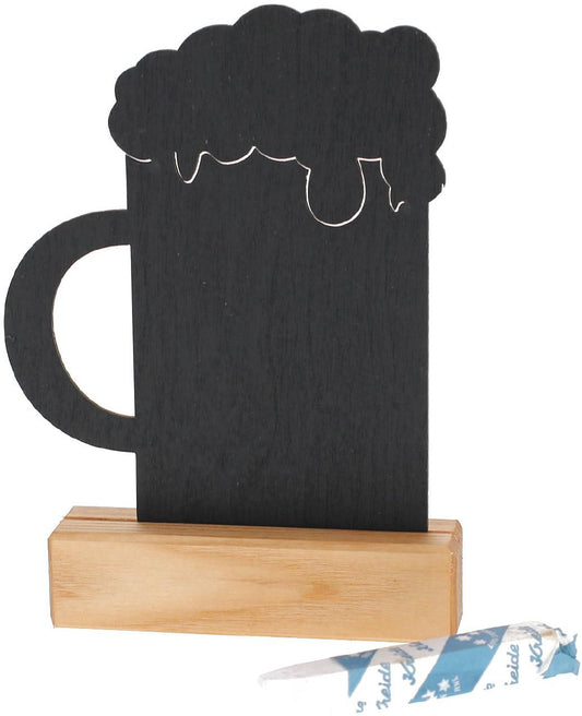 Tischaufsteller aus Buche mit Kreidetafel - Bierkrug / Bier Karte *Personalisierbar*
