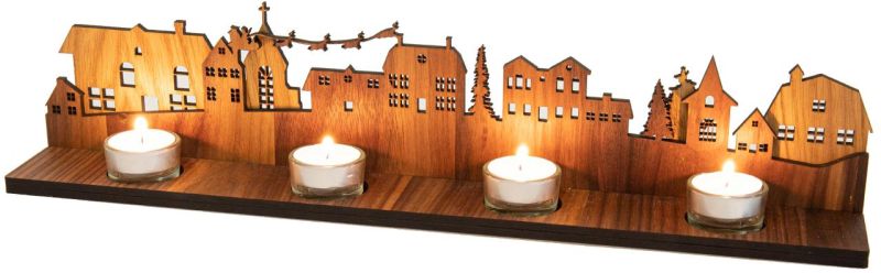 Weihnachtsdorf - Adventskranz- Fensterbild