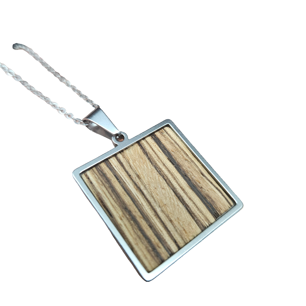 SMV-Edelstahlhalskette mit  Zebrano-Holz