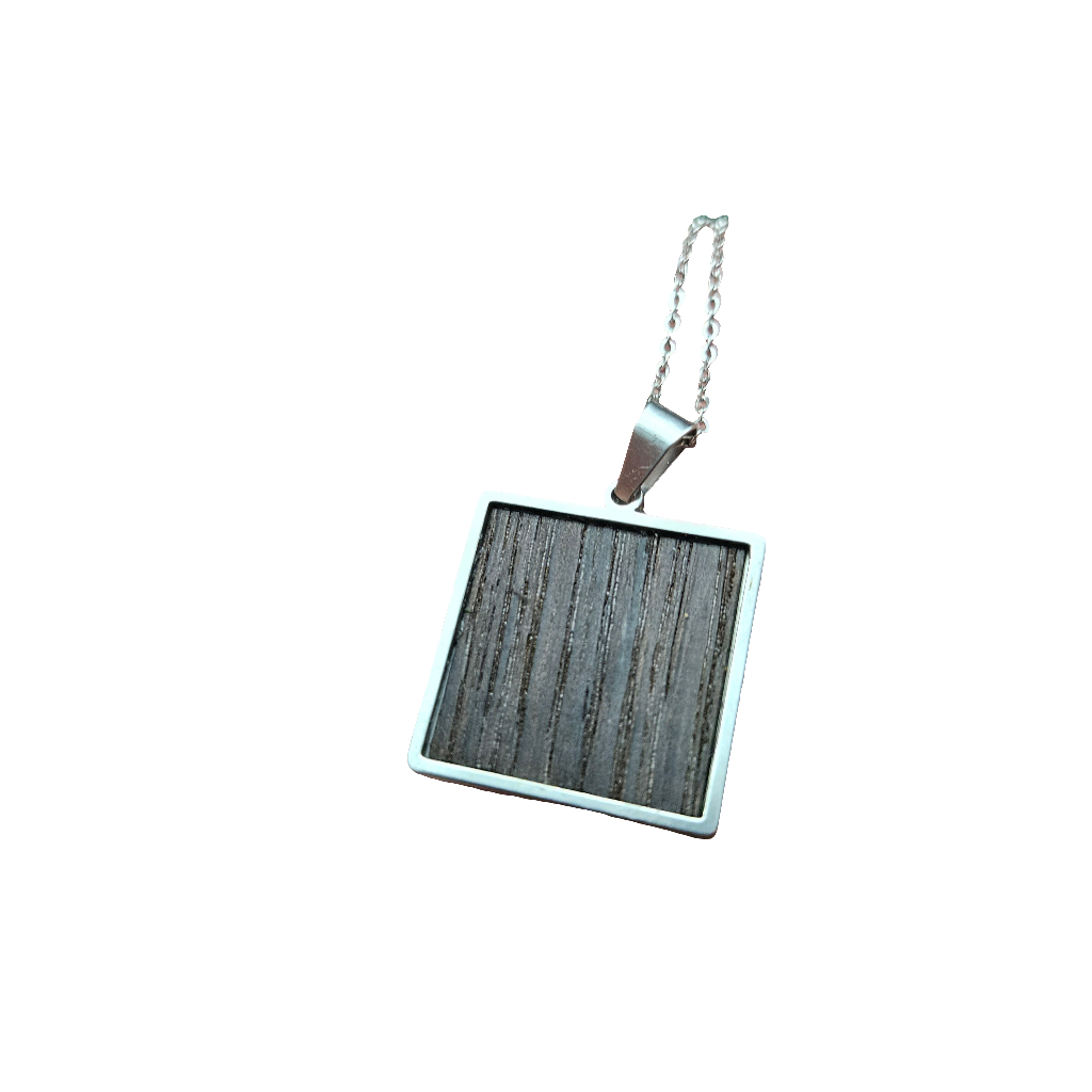 SMV-Edelstahlhalskette mit Räuchereiche-Holz