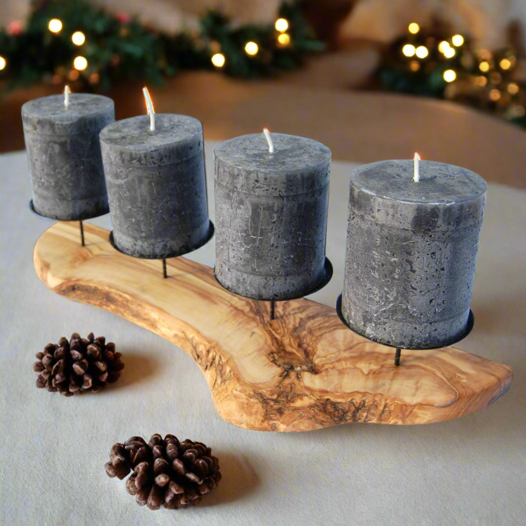 Kerzenhalter ADVENT-RUSTKAL aus Olivenholz