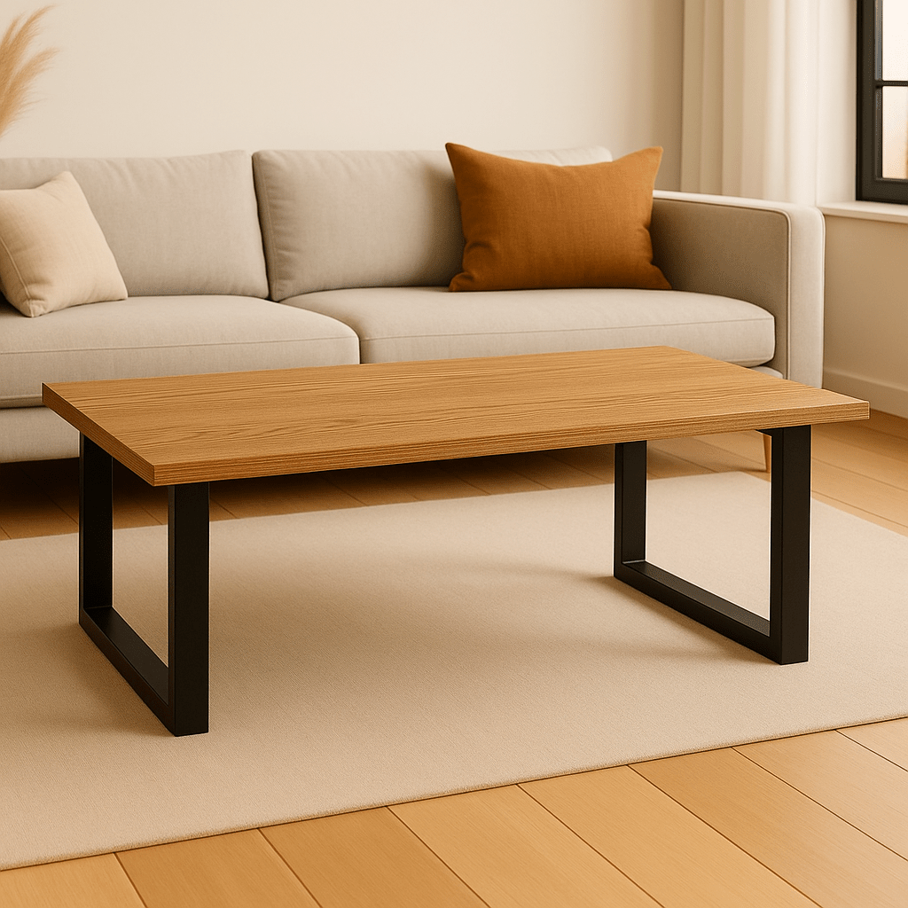 Couchtisch aus Eiche Rustikal - mit Tischgestell schwarz - Woodequipment24