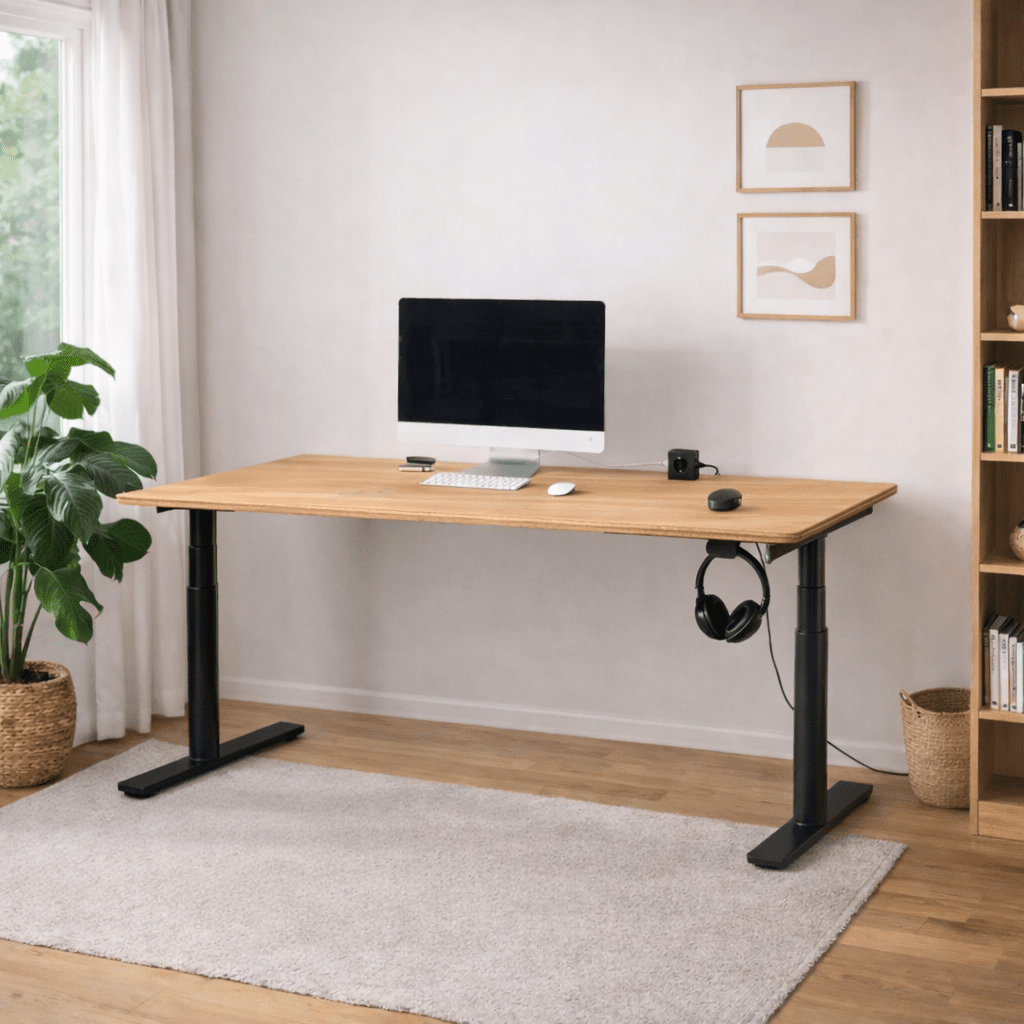 Elektrisch höhenverstellbares Tischgestell RUND – Dual - Motor | 60–125 cm | Leise & Stabil | Ergonomischer Stehschreibtisch - Woodequipment24