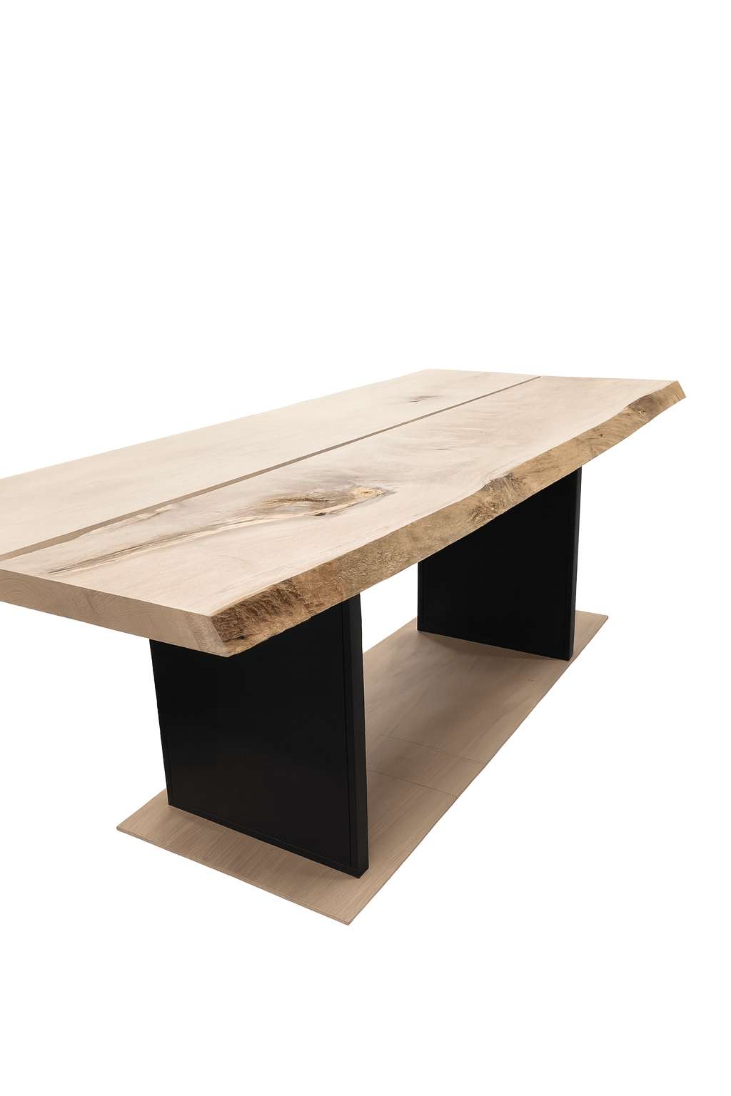 Massiver Eichen Esstisch mit Baumkante | Stahl Tischgestell - Woodequipment24