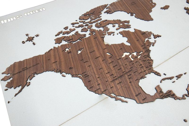3D Weltkarte XXL "Fernweh" mit Ländernamen und -grenzen graviert