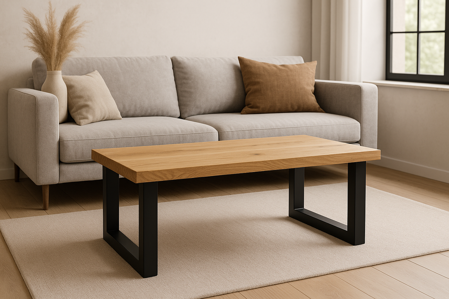 Couchtisch mit schwarzen Tischbeinen