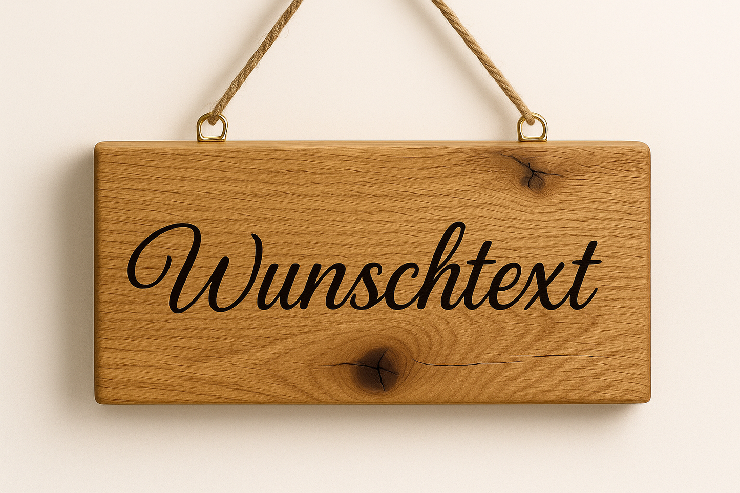Holzschild Eiche massiv – personalisiert mit Gravur | Wunschtext & Motive | 10+ Schriftarten | 20–50cm | 2 Aufhängungen