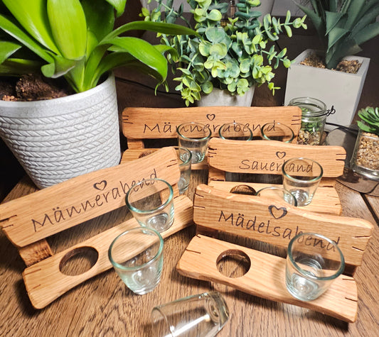 Eiche Schnapsbänke - Lustiges Geschenk *PERSONALISIERBAR*