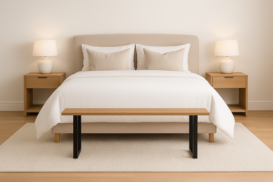 Handgefertigte Sitzbank aus massiver Eiche – Wunschbreite nach Maß | Modernes Design mit Metallbeinen | Ideal für Flur, Schlafzimmer & Essbereich