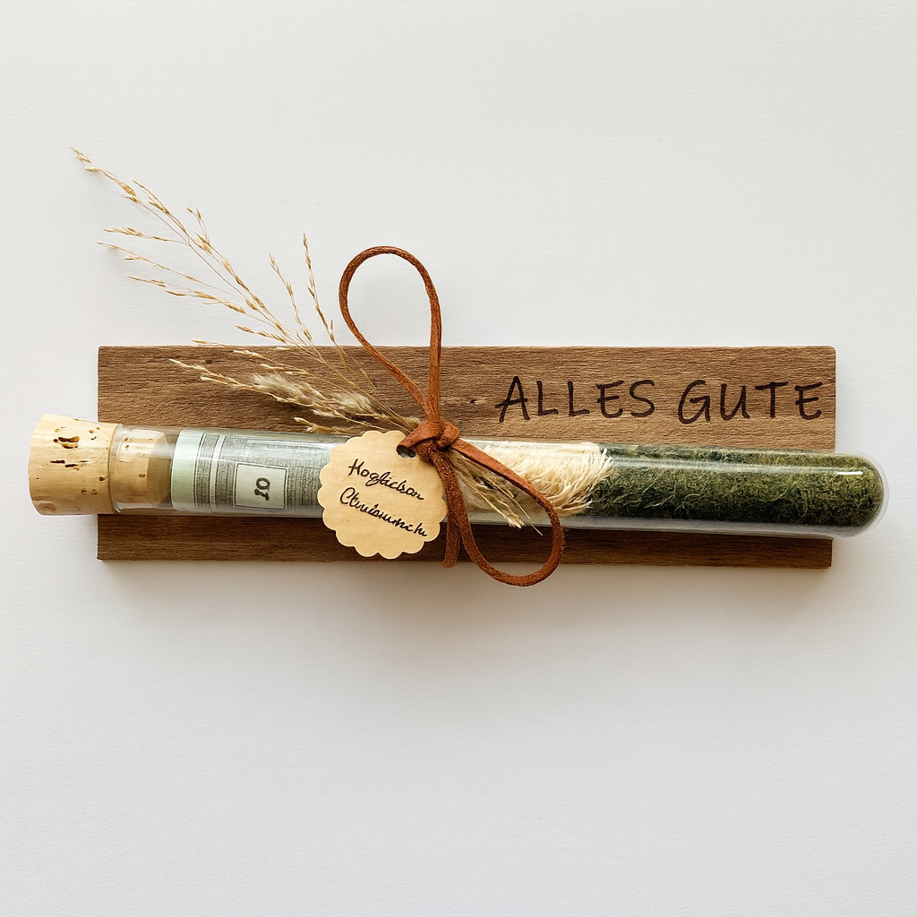 Reagenzglas Geschenkverpackung – Handgemachtes Geldgeschenk & Gutscheinidee