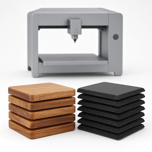 12 er Set Schiefer und Holz 10*10 Untersetzer- DIY Rohmaterial CO2 Laser, CNC,  Gravieren, Fräsen, Bastelmaterial