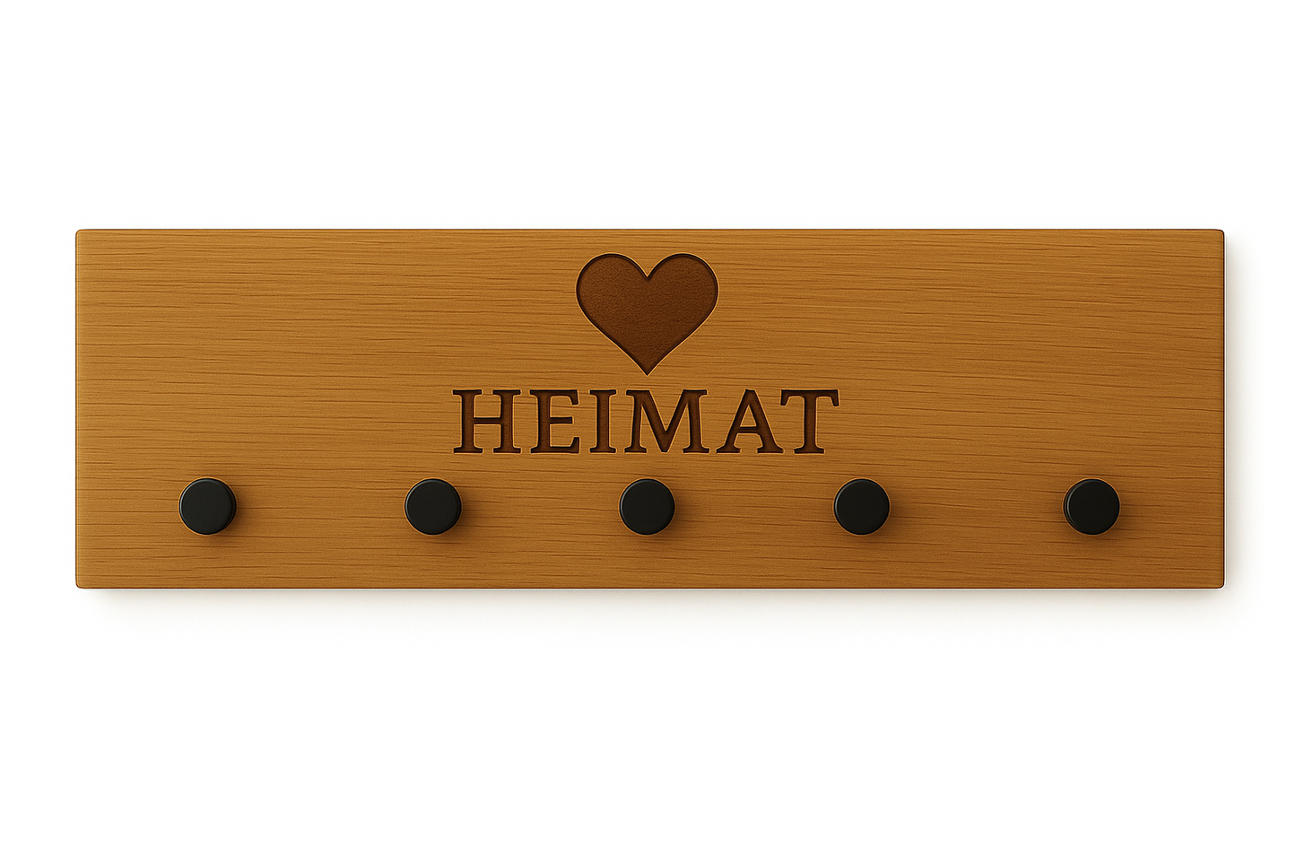 Holz-Garderobe mit Gravur – Wandgarderobe & Schlüsselbrett für mehr Ordnung "Heimat"
