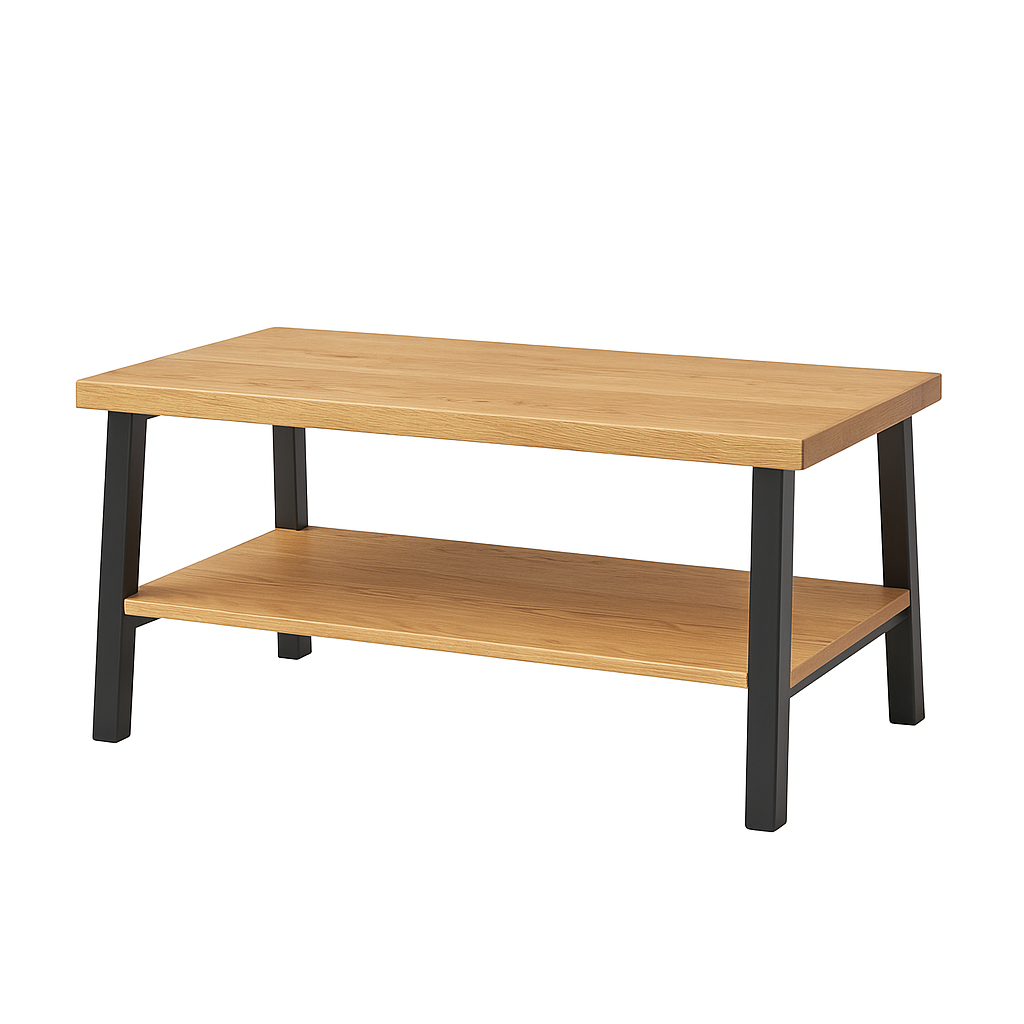 Couchtisch aus Eiche & Metall – Skandinavisches Design mit Ablage