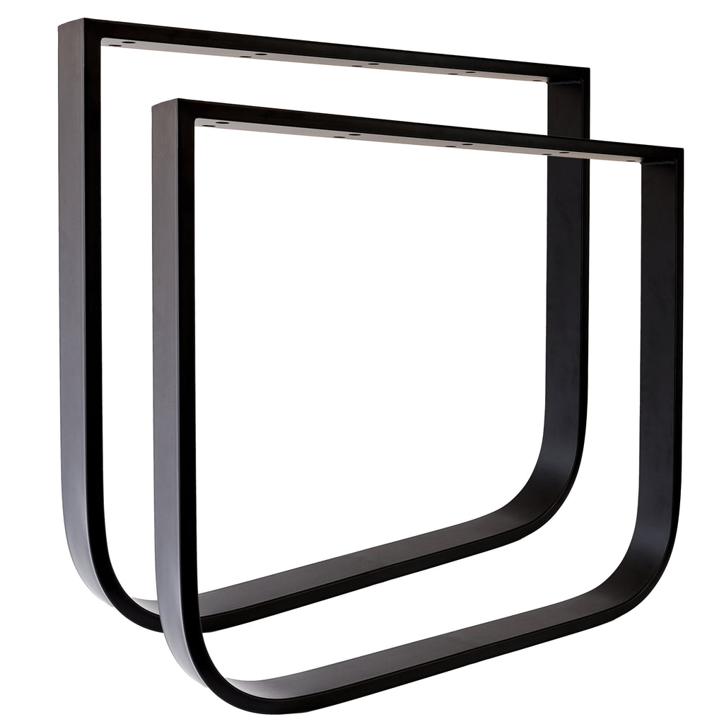 Tischplatten aus Massiver Eiche mit Metallkufen in verschiedenen Optiken.