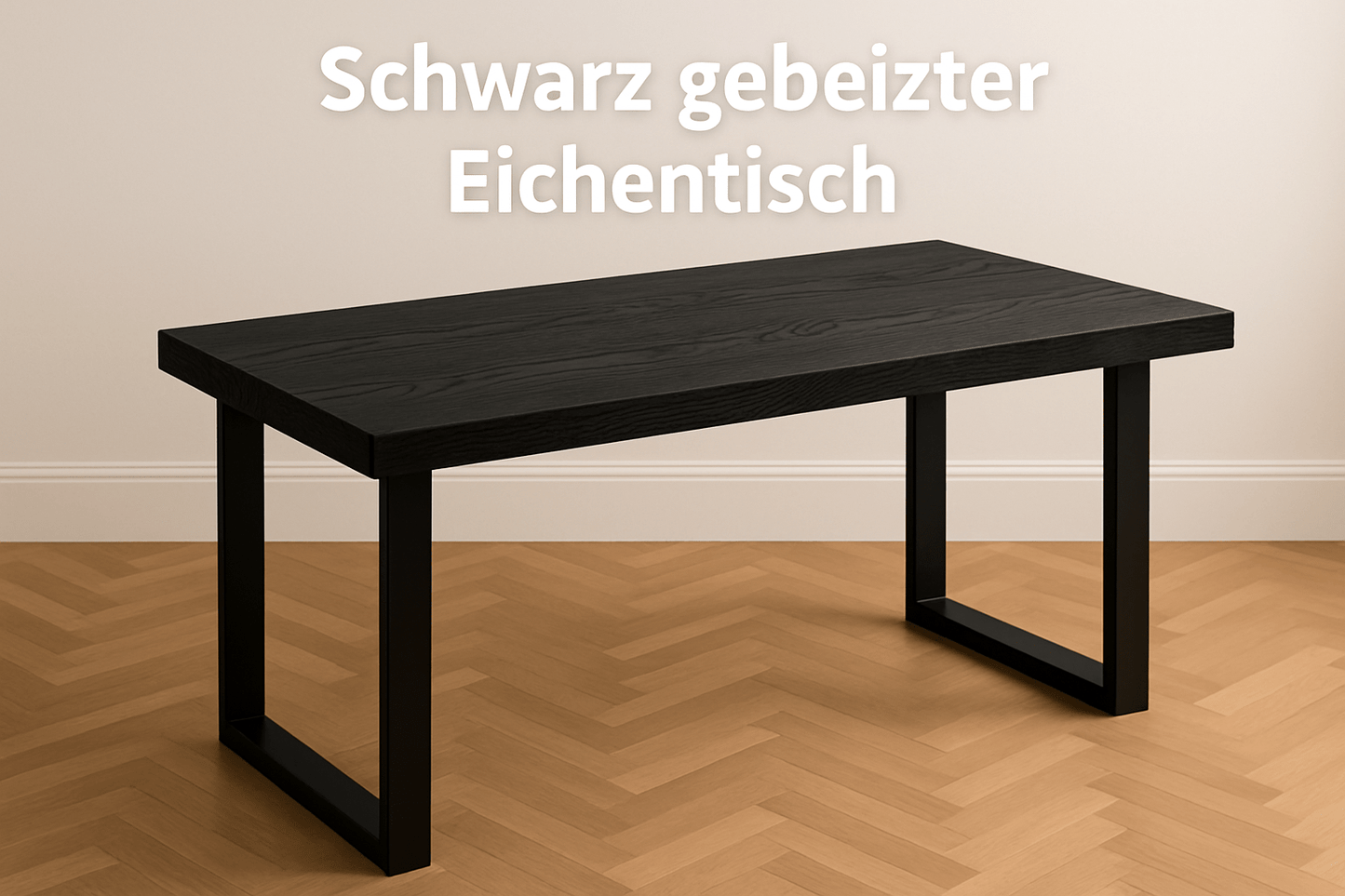 Schwarz gebeizte Eichenbank I Eiche - Tisch I Maserung sichtbar - Woodequipment24