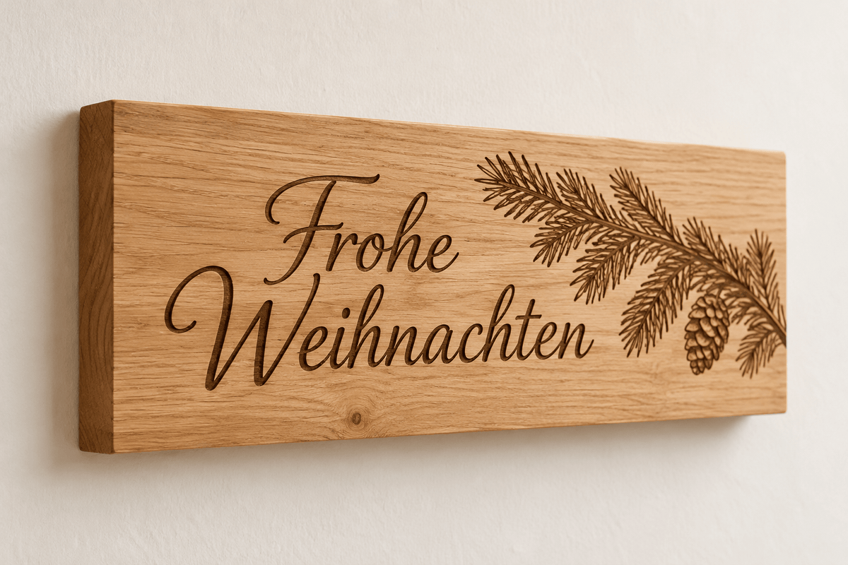 Weihnachtstür – Rechteckiges Türschild Frohe Weihnachten – Produktansicht mit Beispielgestaltung