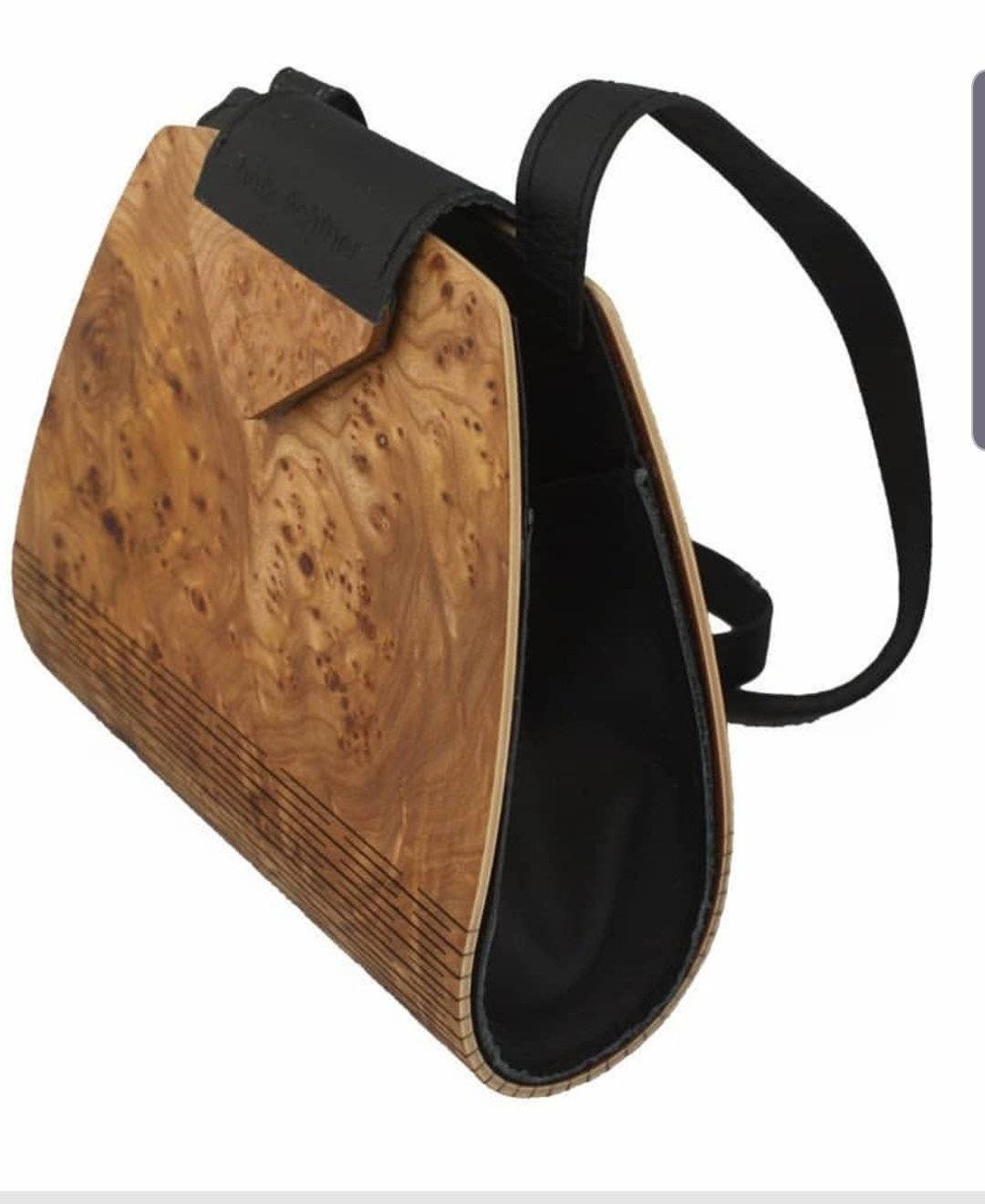 Damenhandtasche aus Holz, Holzhandtasche Designtasche, Handtasche mit Holz und Leder, Gescheneke für Sie