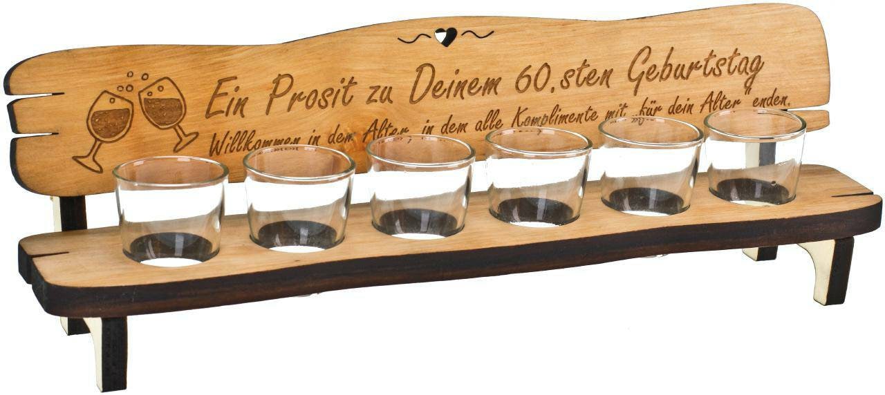 Schnapsbank Geburtstagsgeschenk personalisiert, von 20-90 Jahre, inklusive Gläser und Lasergravur, das perfekte Geschenk, für Männer, Bar