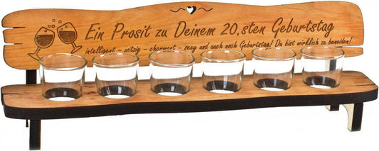 Schnapsbank Geburtstagsgeschenk personalisiert, von 20-90 Jahre, inklusive Gläser und Lasergravur, das perfekte Geschenk, für Männer, Bar