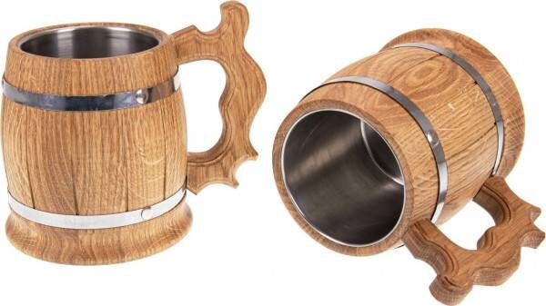 Bierkrug aus Holz mit personalisierten Namen - Eiche geölt, das perfekte Geschenk für Männer zum Geburtstag