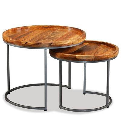 Beistelltisch-Set 2 Stk. Mangoholz Massiv