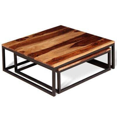 WE24 Couchtisch Set, Beistelltische aus Metall und Holz