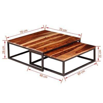 WE24 Couchtisch Set, Beistelltische aus Metall und Holz