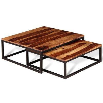 WE24 Couchtisch Set, Beistelltische aus Metall und Holz