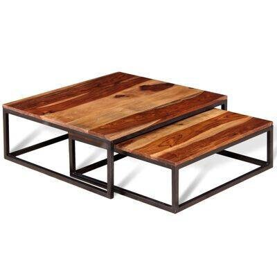 WE24 Couchtisch Set, Beistelltische aus Metall und Holz