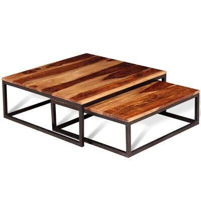 WE24 Couchtisch Set, Beistelltische aus Metall und Holz