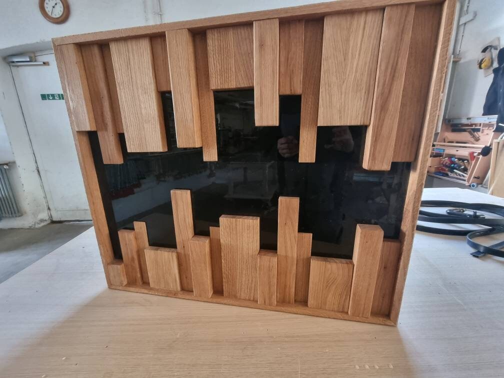 3D Wandbild Holz, moderne Kunst für die Wand, Unikat, ausgefallene Deko, Großes Wandbild, rechteckig ca.55 × 75 cm