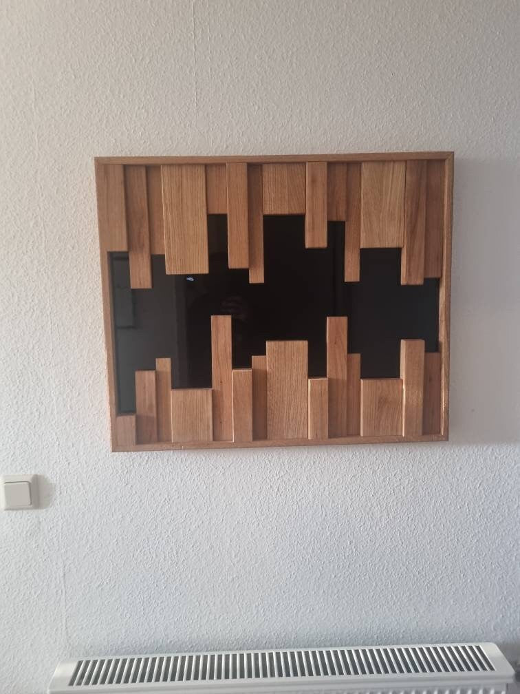 3D Wandbild Holz, moderne Kunst für die Wand, Unikat, ausgefallene Deko, Großes Wandbild, rechteckig ca.55 × 75 cm