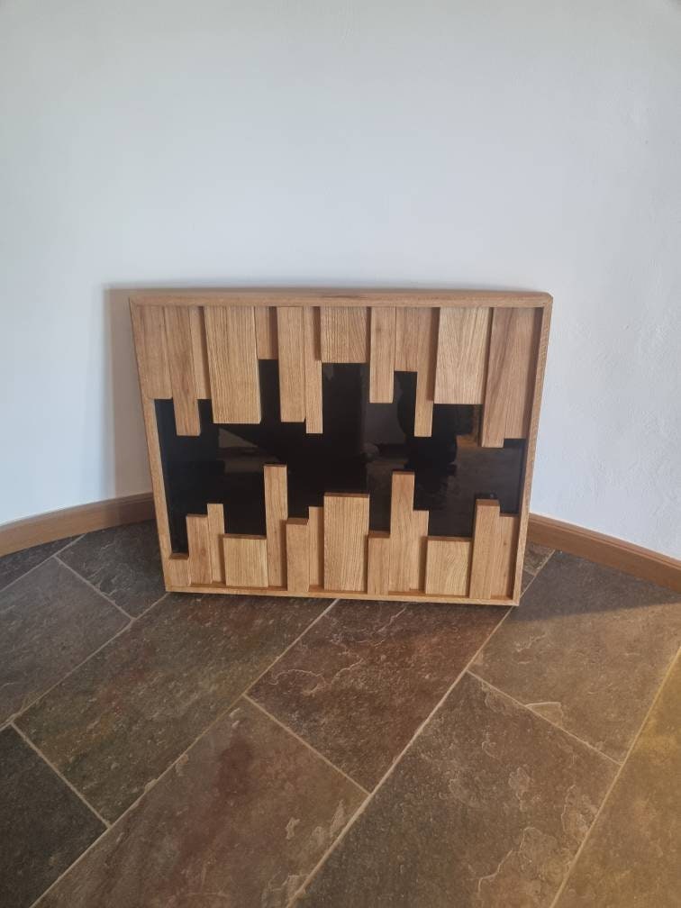 3D Wandbild Holz, moderne Kunst für die Wand, Unikat, ausgefallene Deko, Großes Wandbild, rechteckig ca.55 × 75 cm
