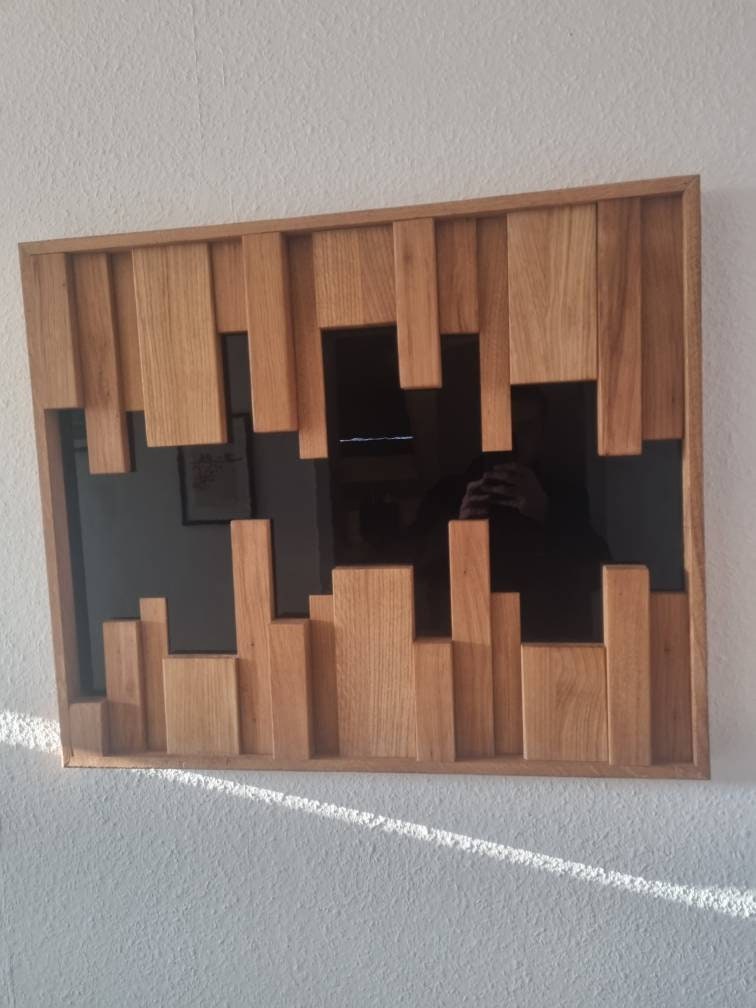 3D Wandbild Holz, moderne Kunst für die Wand, Unikat, ausgefallene Deko, Großes Wandbild, rechteckig ca.55 × 75 cm