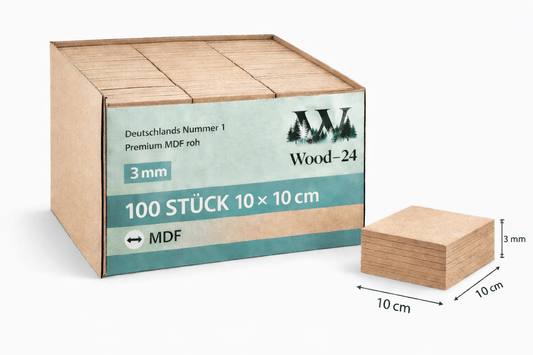 100x Egger MDF Platten 10x19 cm 3 mm – Zuschnitt Holzplatten roh – DIY, Laserholz,Fräsholz, Möbelbau & Werkstatt – Wood - 24 - Woodequipment24