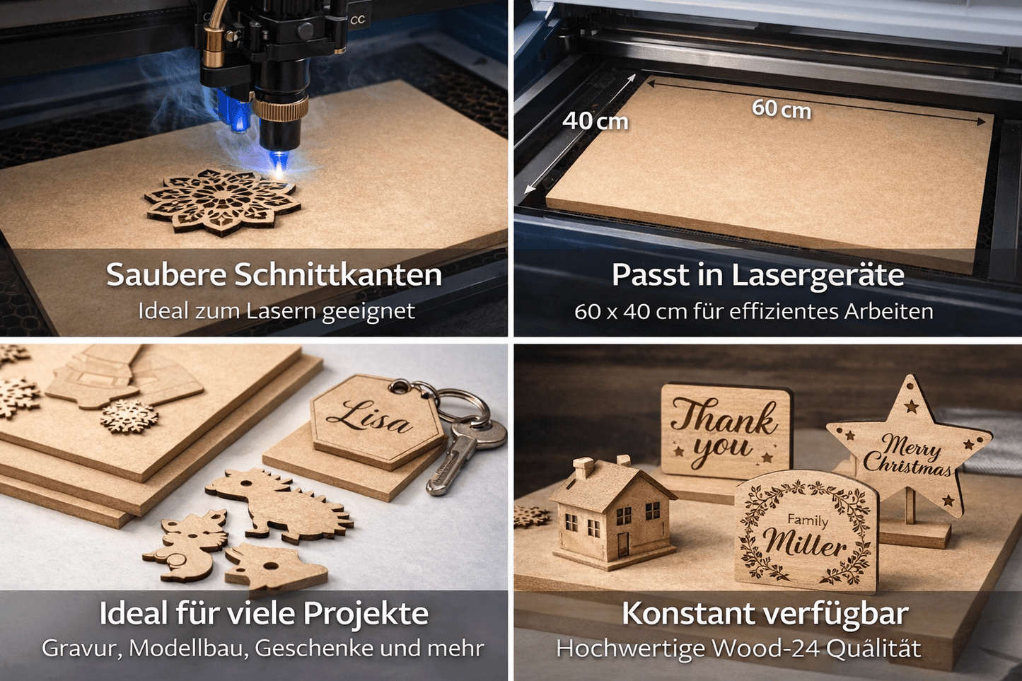 100x Egger MDF Platten 10x19 cm 3 mm – Zuschnitt Holzplatten roh – DIY, Laserholz,Fräsholz, Möbelbau & Werkstatt – Wood - 24 - Woodequipment24