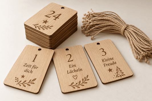 24 Herzenswünsche – Adventskalender mit Wunschkarten – Produktansicht mit Beispielgestaltung