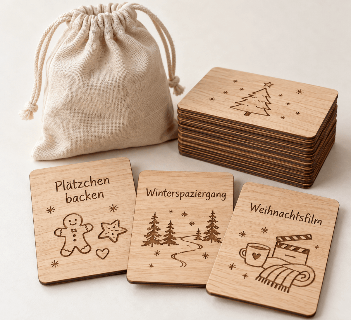 Adventsabenteuer – 24 Aktivitätskarten für die Weihnachtszeit – Produktansicht mit Beispielgestaltung