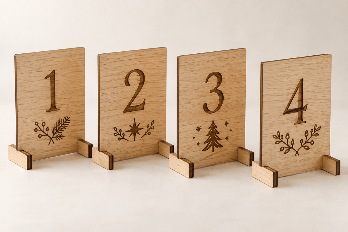 Adventsquartett – Adventsschilder 1–4 zum Aufstellen – Produktansicht mit Beispielgestaltung