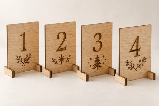 Adventsquartett – Adventsschilder 1–4 zum Aufstellen – Produktansicht mit Beispielgestaltung