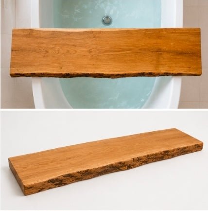 Badewannenbrett aus massiver Eiche mit Baumkante - Wood-24