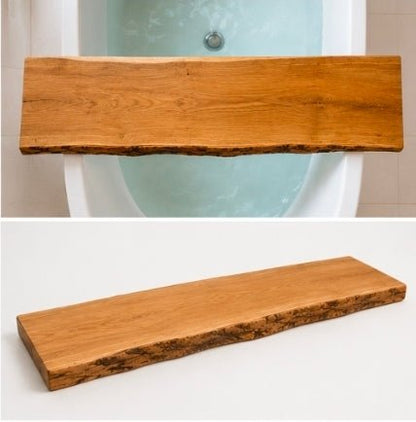 Badewannenbrett aus massiver Eiche mit Baumkante - Wood-24